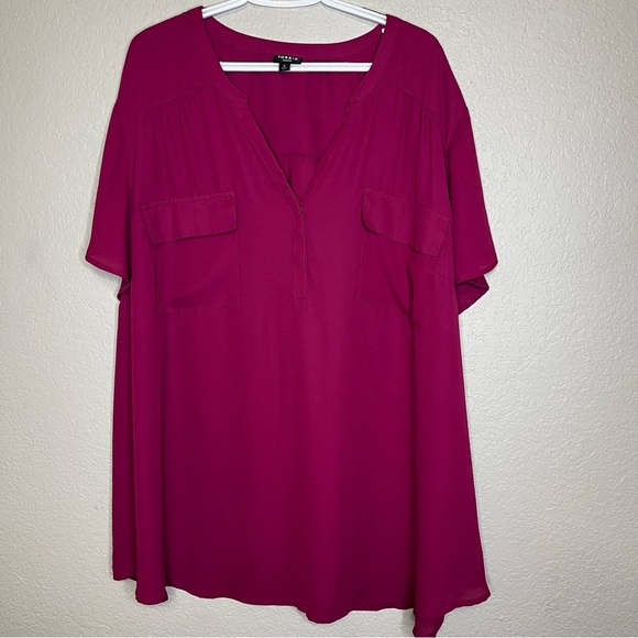 Torrid Harper Berry Color Women's Flutter Sleeve Blouse Size 6 (6X) - Picture 1 of 15
